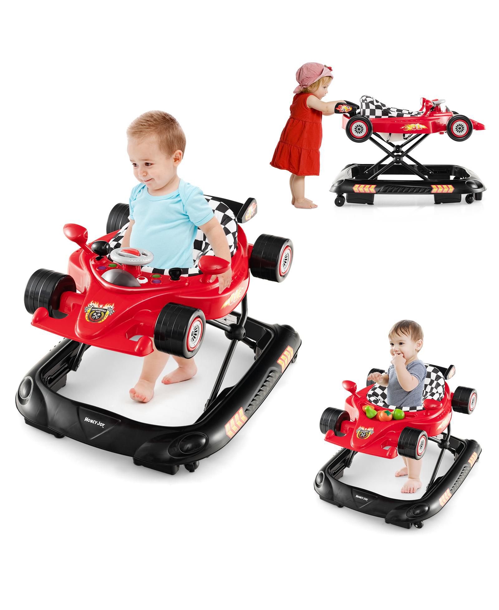 Slickblue Baby Walker with Adjustable Height and Convertible Design for Infants