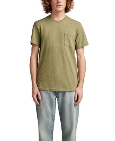 Lucky Brand Мужской Linen Short Sleeve Pocket Crew Neck Tee Shirt