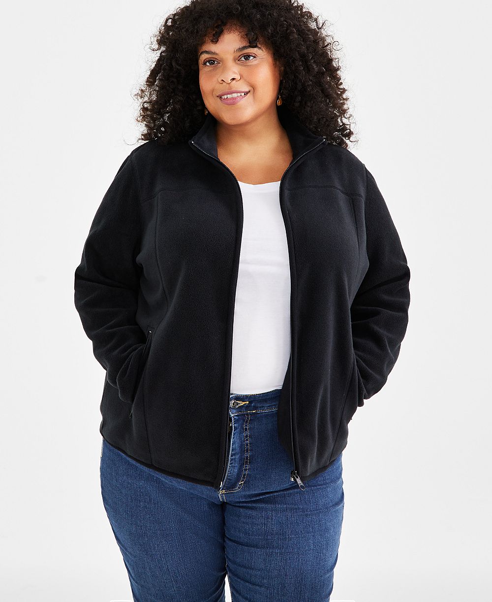 Style & Co Plus Size Polar Fleece Zip-Front Jacket, Macy's Exclusive