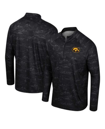 Men's Colosseum Black Iowa Hawkeyes Carson Raglan Quarter-Zip Jacket