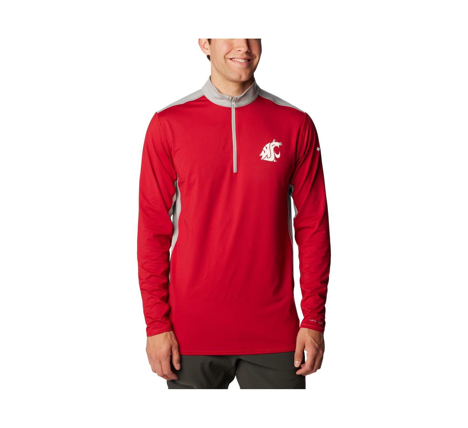 Men's Columbia Crimson Washington State Cougars Tech Trail™ Omni-Shade Quarter-Zip Jacket