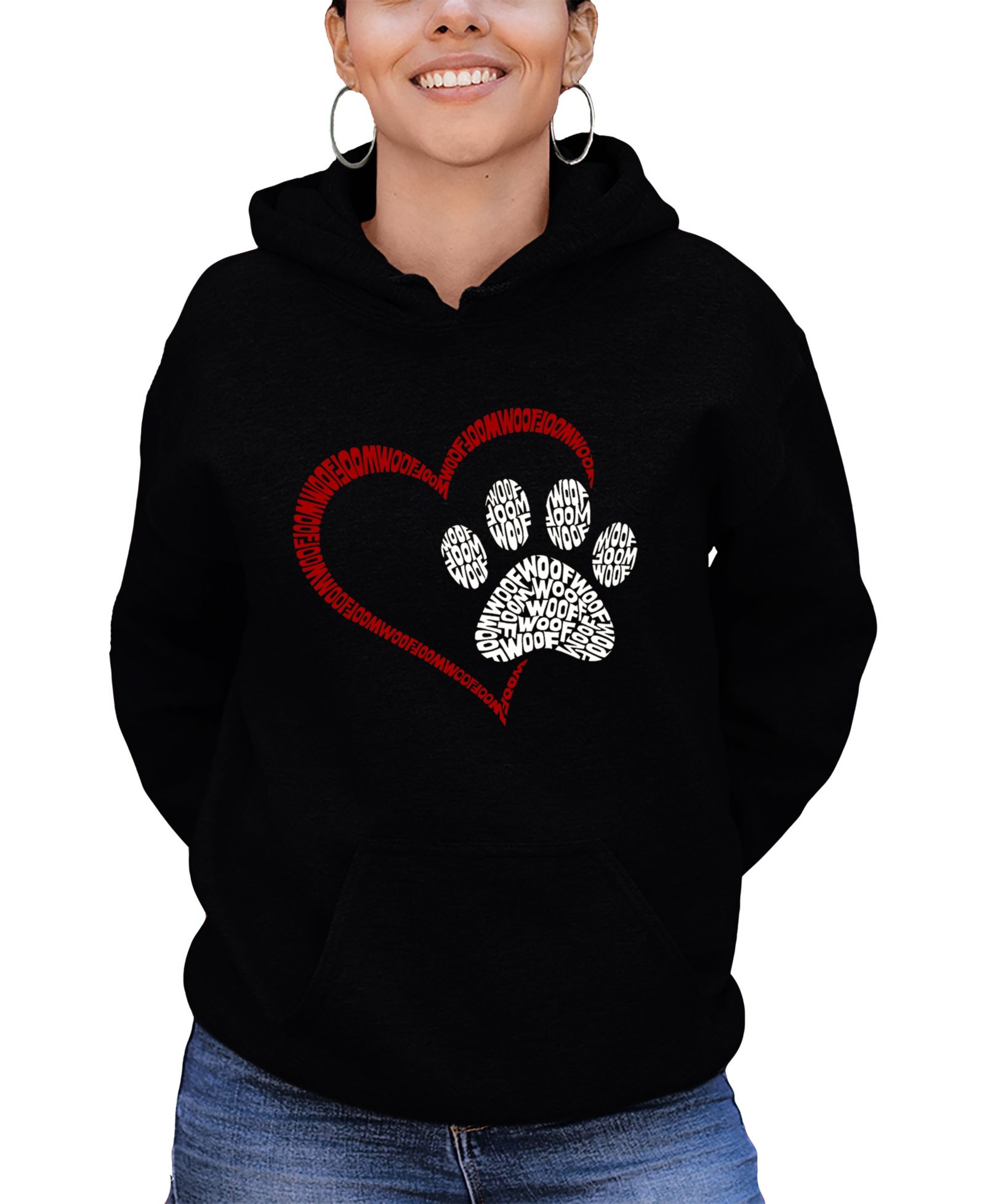 Женский худи LA Pop Art Women's Word Art Paw Heart