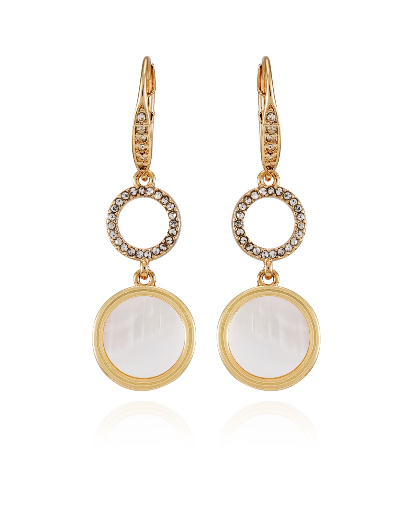 Серьги T Tahari Gold-Tone Circle Coin Leverback Drop