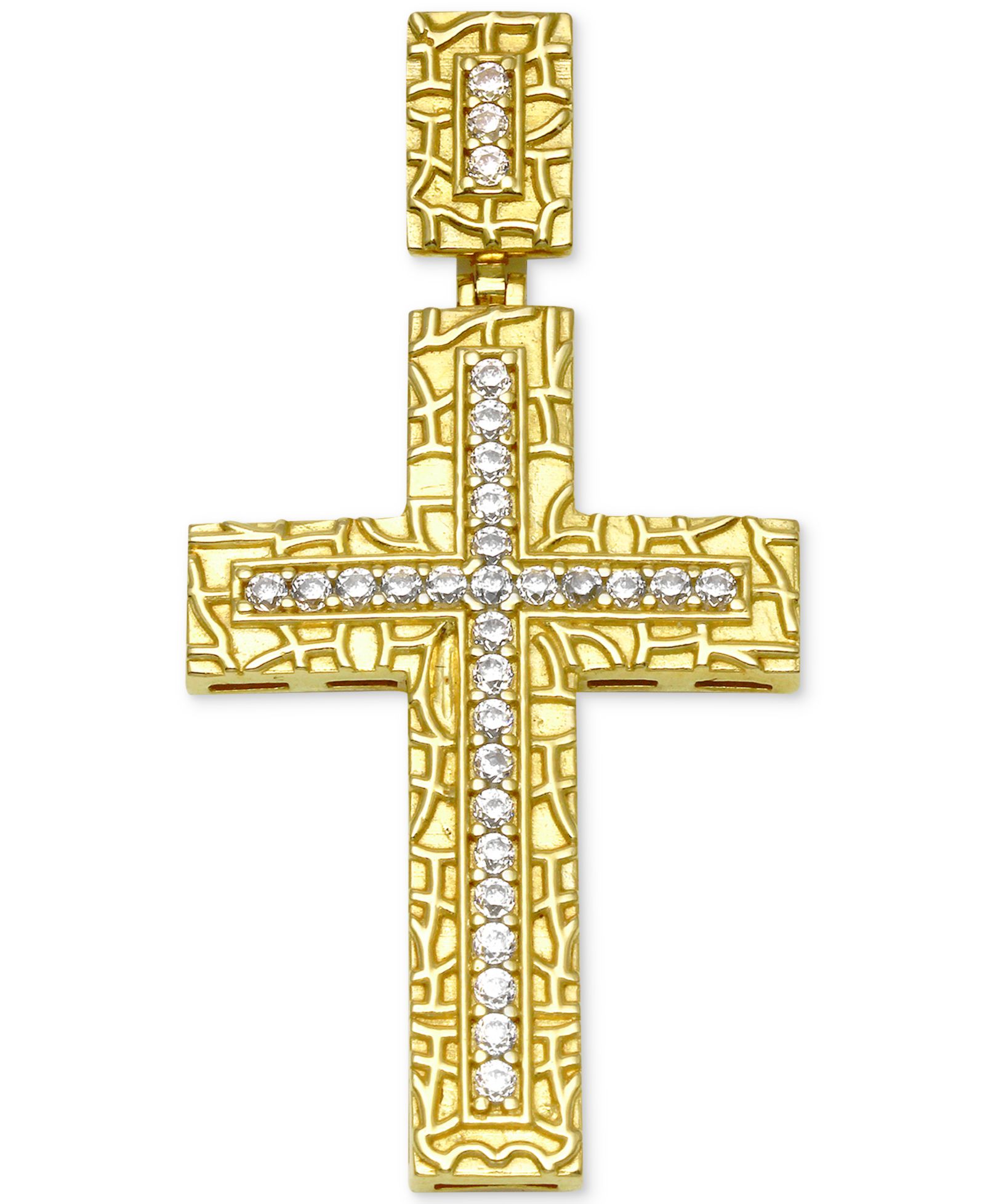 Мужской кулон Macy's Diamond Textured Cross 10k gold