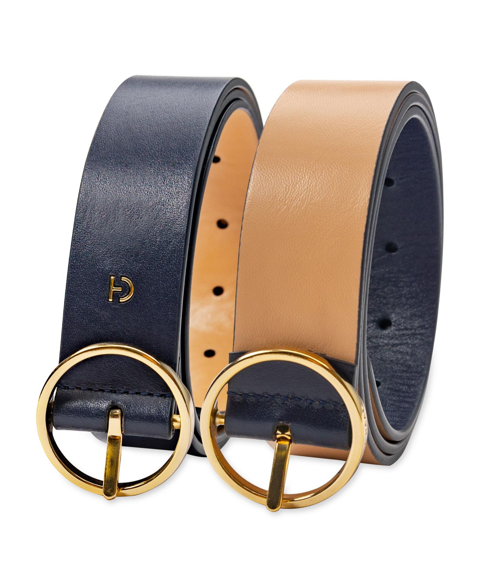 Cole Haan Women's Two-In-One Center Bar Reversible Genuine Leather Belt