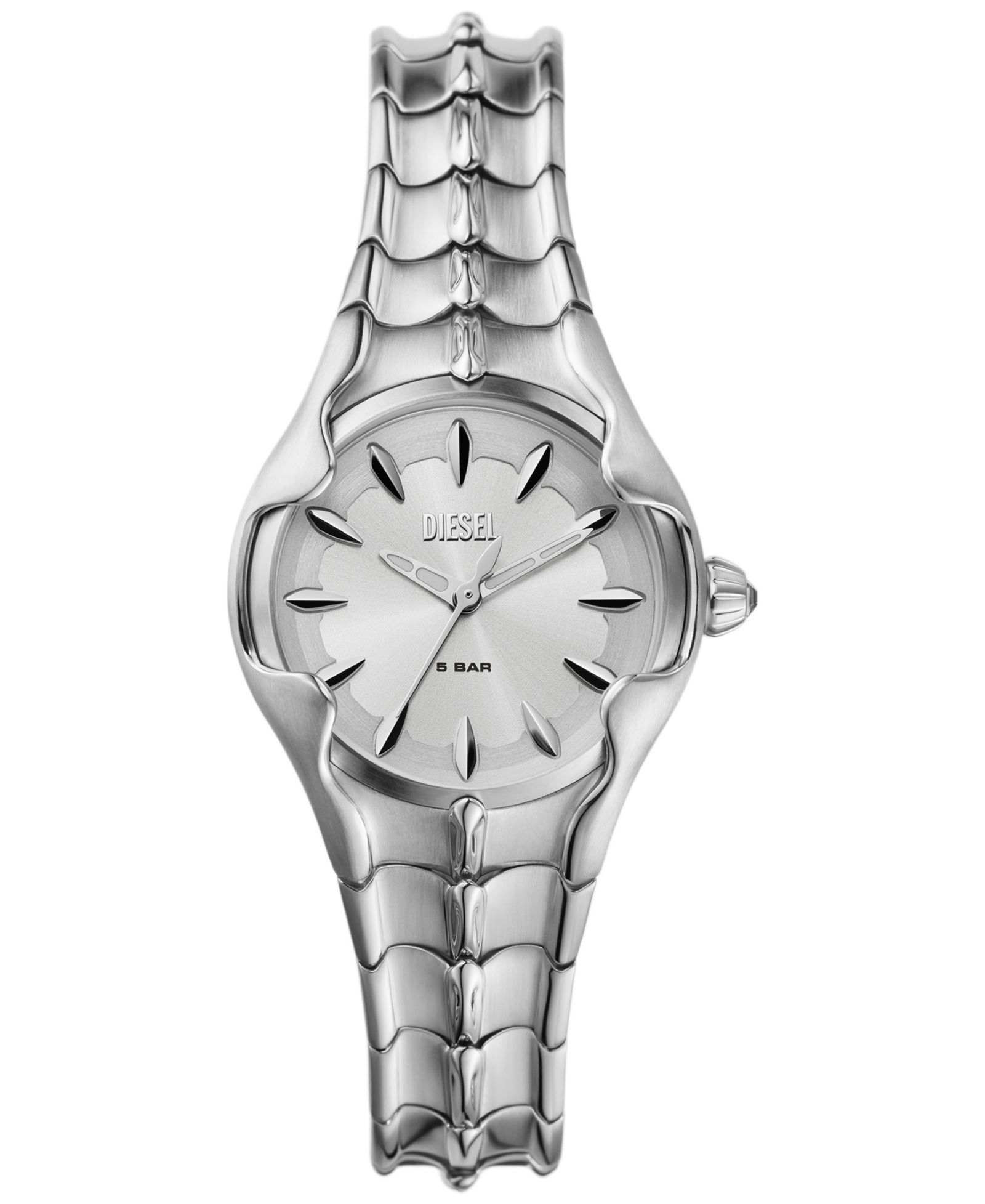 Diesel Women's Vert Three Hand Silver-Tone Stainless Steel Watch 32mm