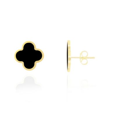 Серьги-гвоздики The Lovery Large Onyx Clover 14K Yellow Gold