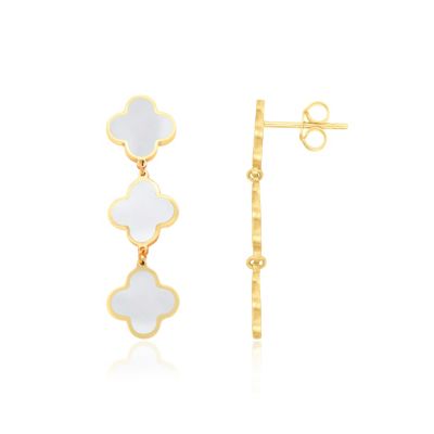 Серьги The Lovery Mother of Pearl Clover Dangle Earrings 1.