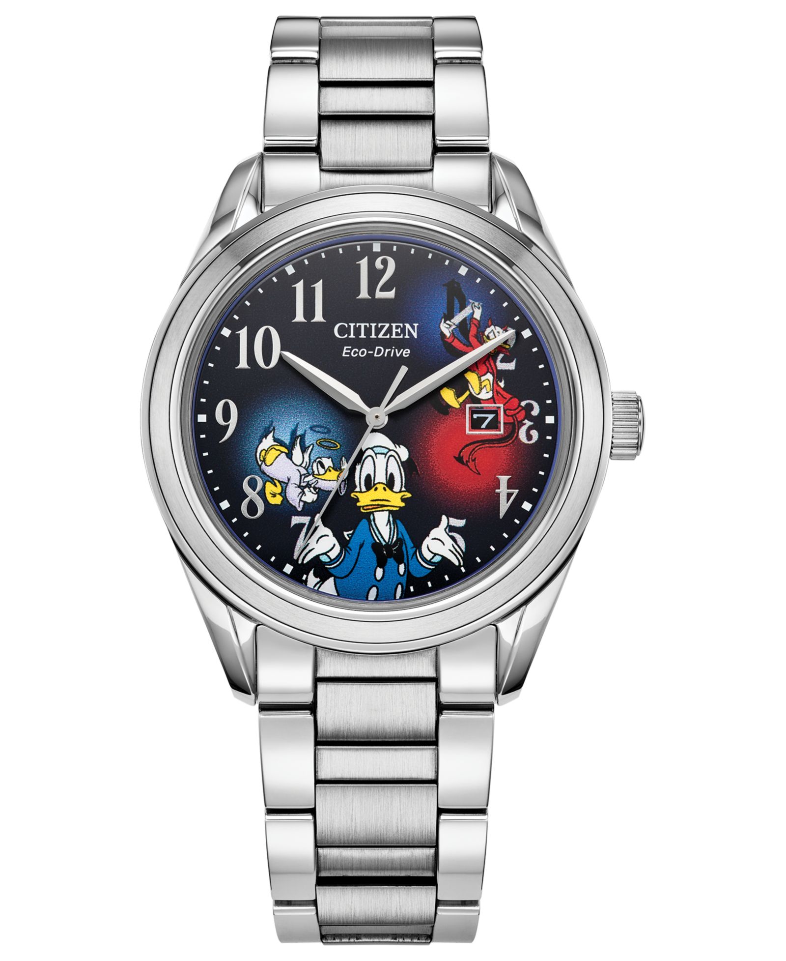 Унисекс часы Citizen Eco-Drive Disney Donald Duck из нержавеющей стали с браслетом, подарочный набор 40mm