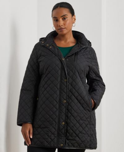 Женское пальто Lauren Ralph Lauren Plus Size с капюшоном и отделкой из искусственной замши