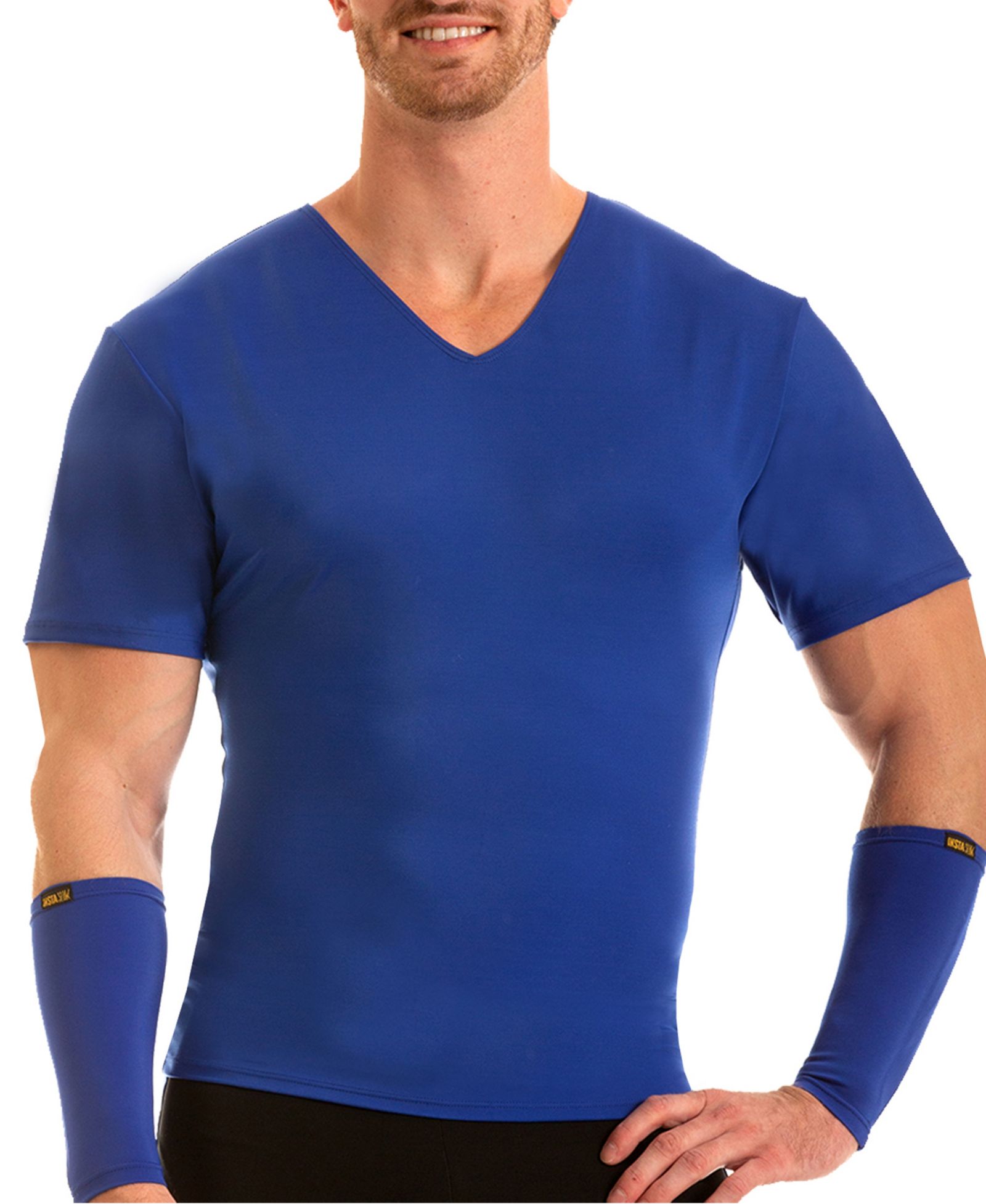 Instaslim Men's Big & Tall Compression Activewear Short Sleeve V-Neck T-shirt
