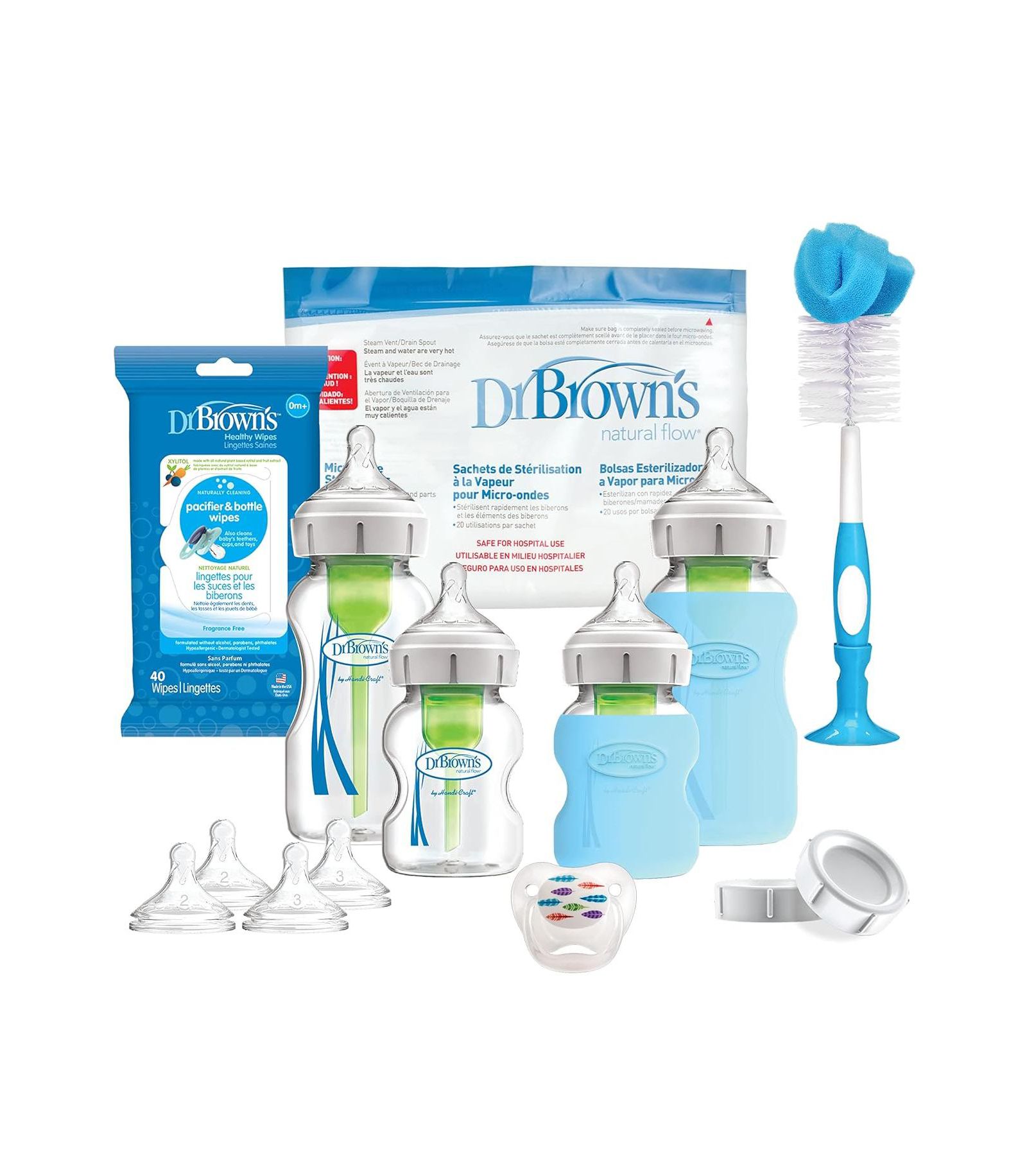 Dr. Browns набор детских стеклянных бутылочек с широким горлышком, 20 предметов