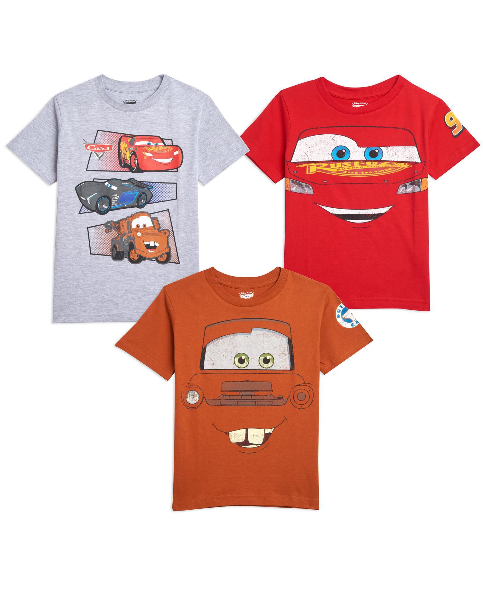 3 футболки для мальчиков-малышей (2T-5T) Cars