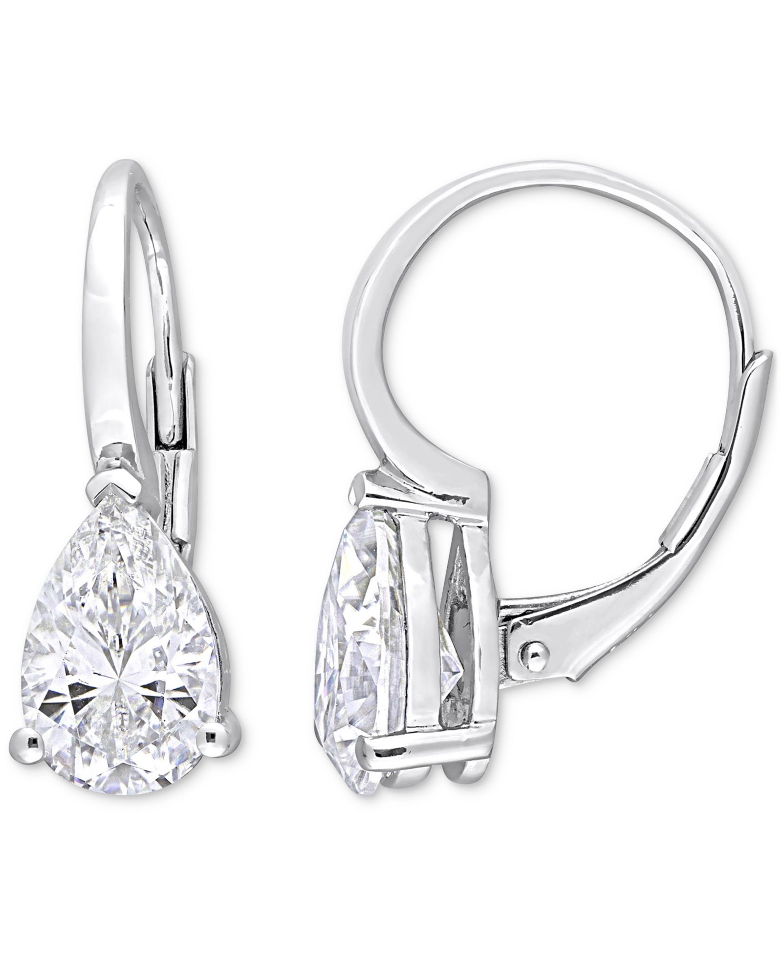 Серьги Moissanite Pear Shape Leverback из стерлингового серебра (3 ct. t.w.)