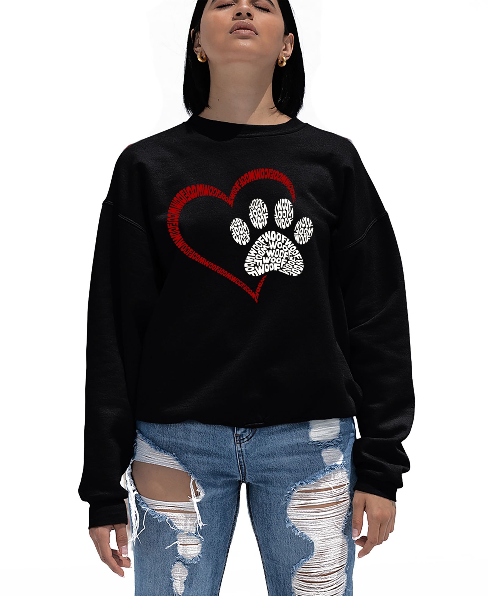 Женский свитшот LA Pop Art с принтом Paw Heart