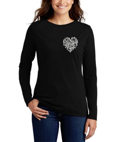 LA Pop Art Женский Word Art Cursive Heart Long Sleeve T-Shirt