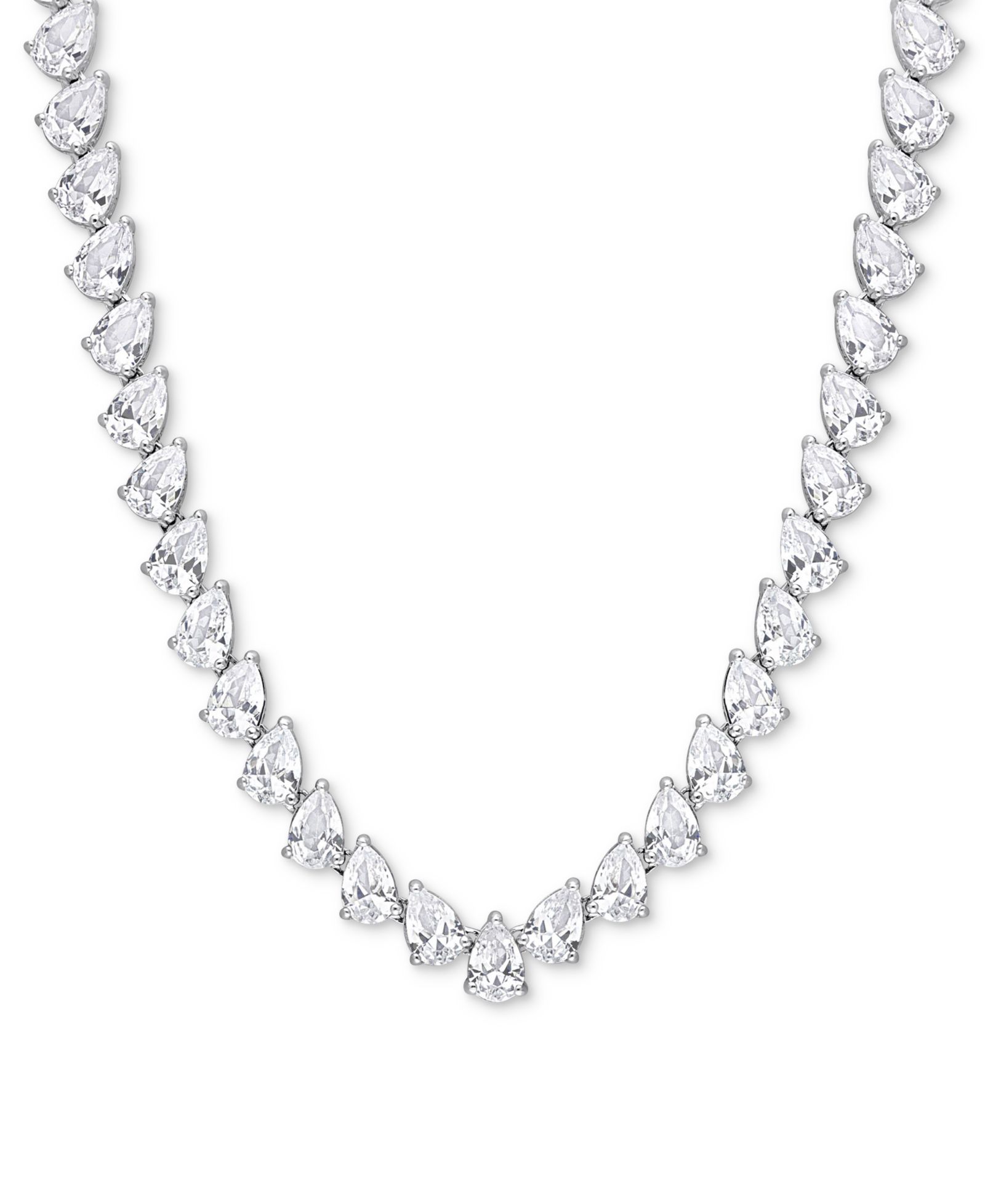 Ожерелье-теннис с белым сапфиром Lab-Grown Pear 18" в серебре Sterling Silver