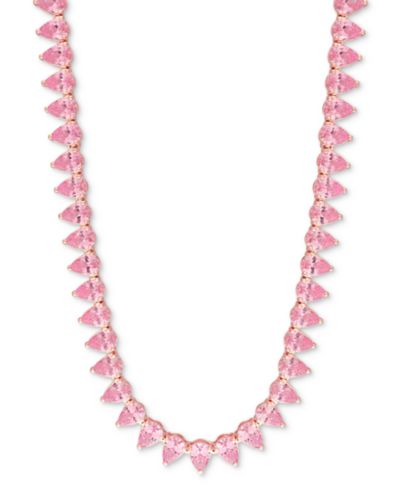 Lab-Grown Pink Sapphire 18" Tennis Necklace (35 ct. t.w.) in Rose-Plated Sterling Silver