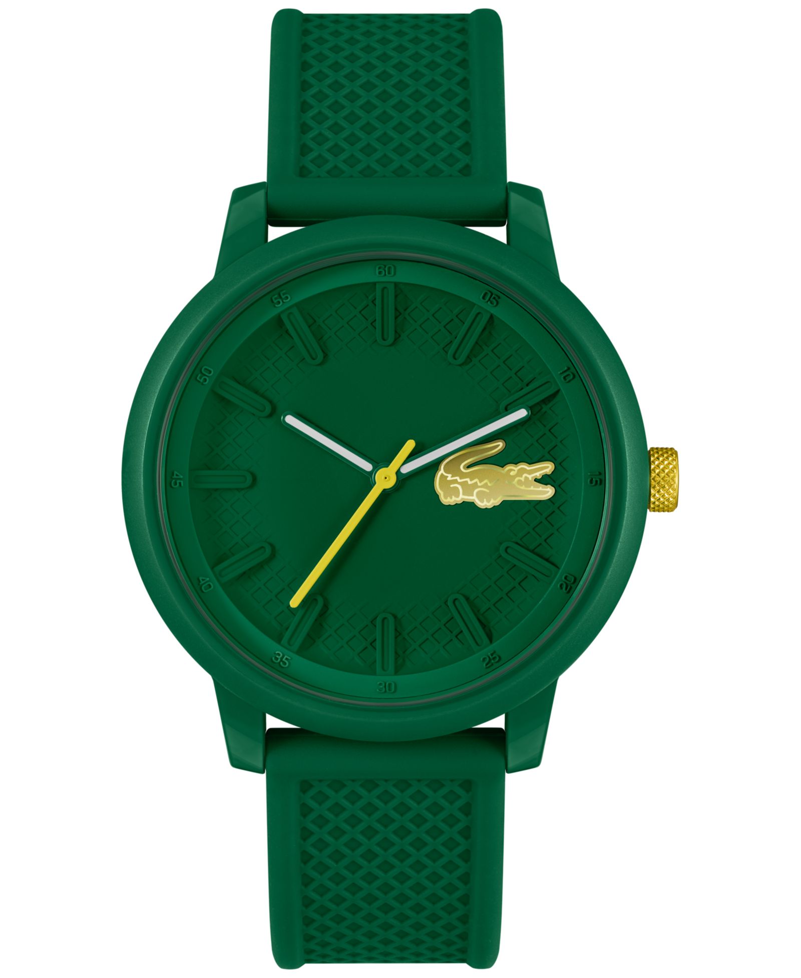 Lacoste унисекс наручные часы L.12.12. с зеленым силиконовым ремешком, 48 мм