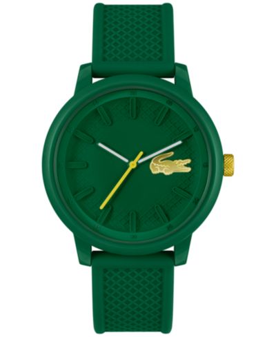 Lacoste унисекс наручные часы L.12.12. с зеленым силиконовым ремешком, 48 мм