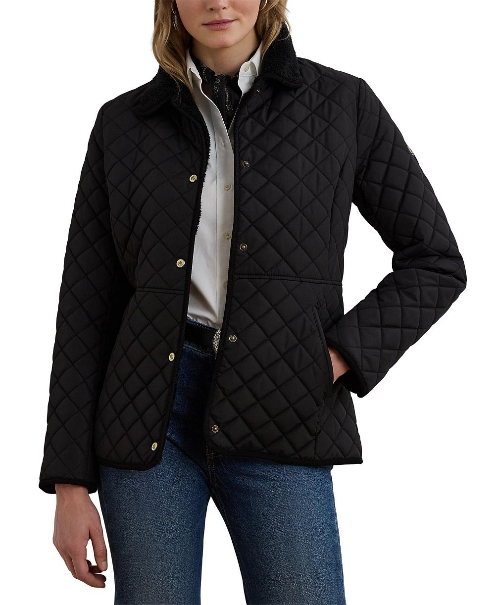 Lauren Ralph Lauren Petite утепленный стеганый пальто с воротником из искусственного меха