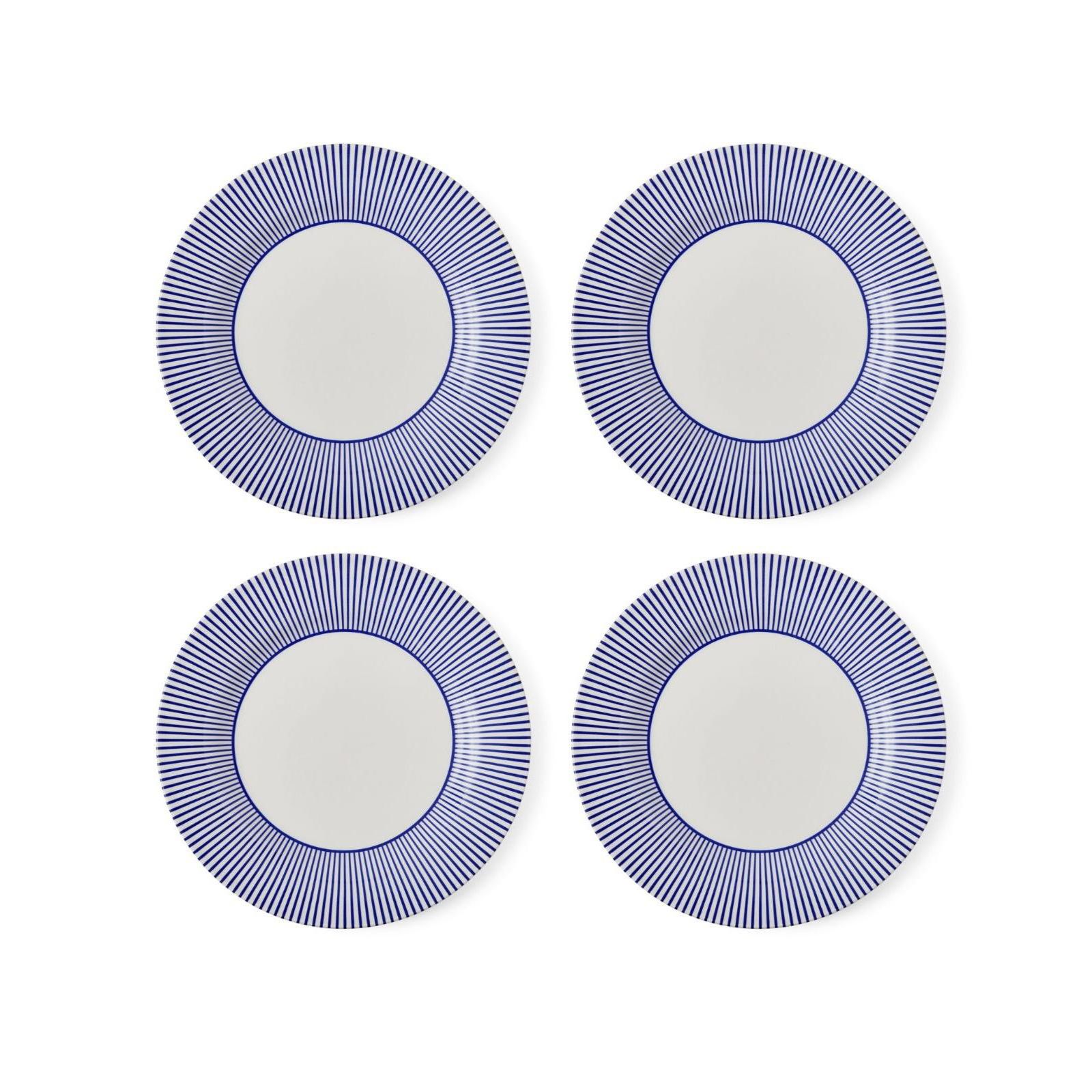 Spode Blue Italian Steccato Dinner Plates, Set of 4