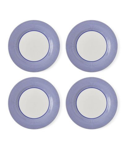 Spode Blue Italian Steccato Dinner Plates, Set of 4