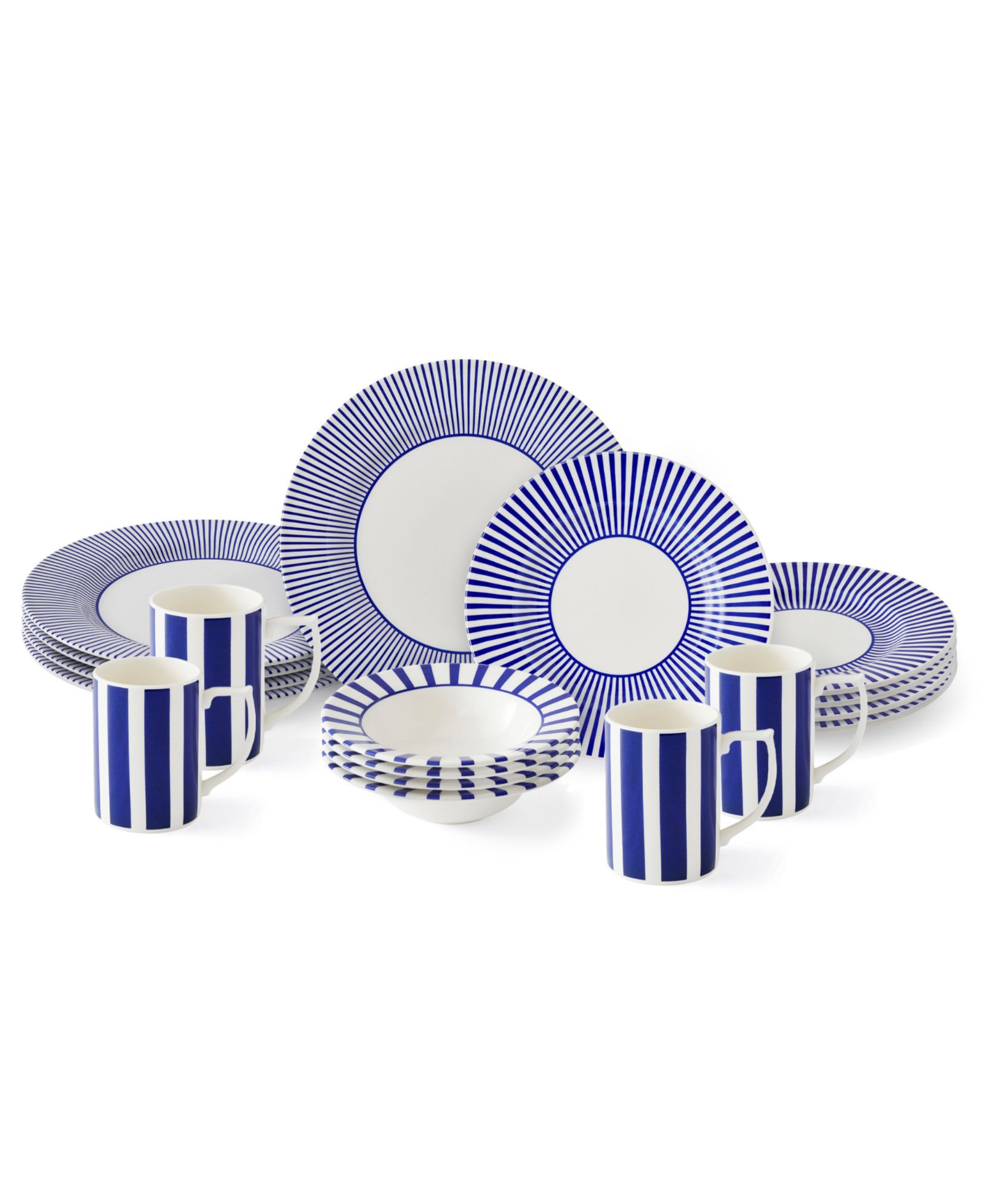 Spode Blue Italian Steccato 16 Pc. Dinnerware Set, Service for 4