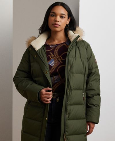 Lauren Ralph Lauren Plus Size Faux-Fur-Trim Hooded Puffer Coat