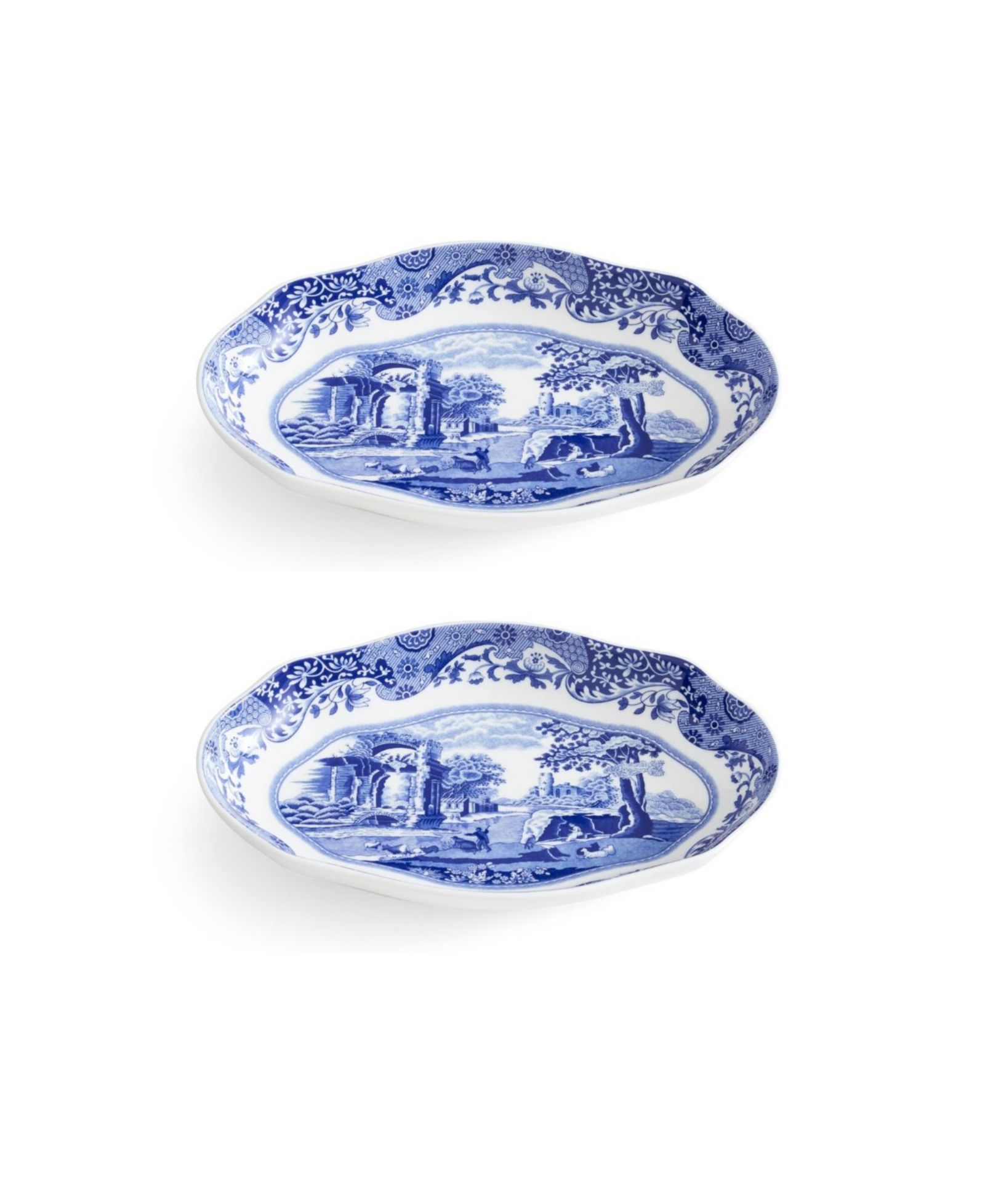 Spode Blue Italian Pickle Dishes, Set of 2