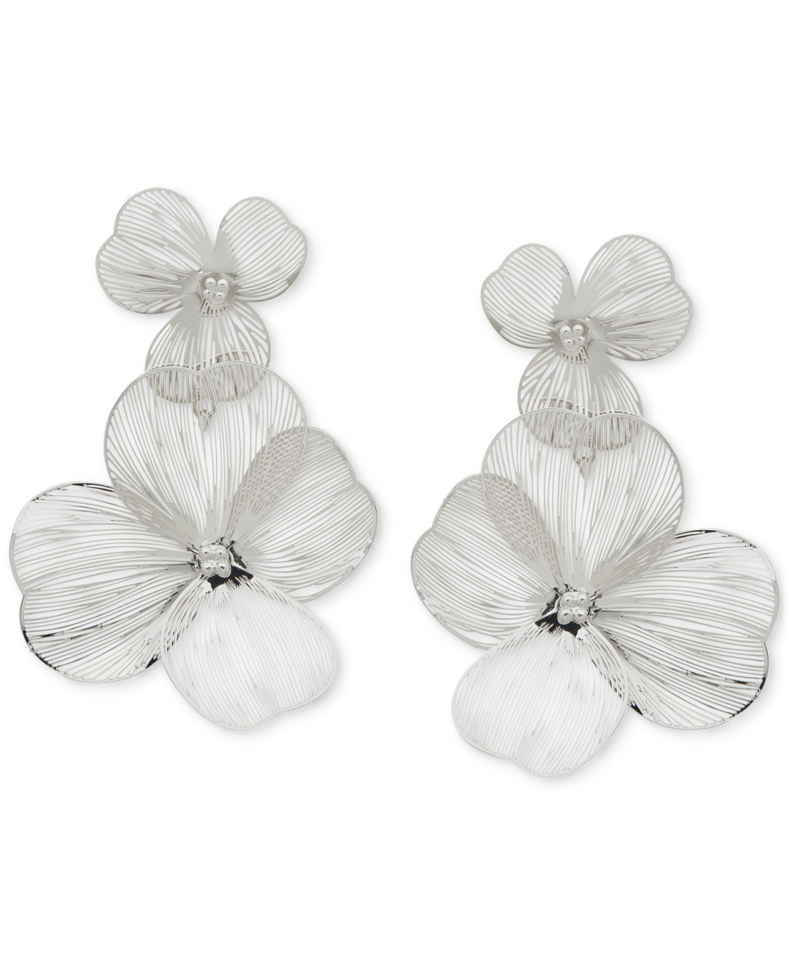 Серьги lonna & lilly Silver-Tone Openwork Flower Double Drop