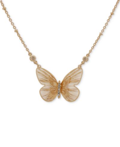 lonna & lilly Gold-Tone Pavé Butterfly Pendant Necklace, 16" + 3" extender