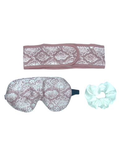 Женский набор для спа Headbands of Hope Satin Eye Mask + Microfiber, принт Snake Print