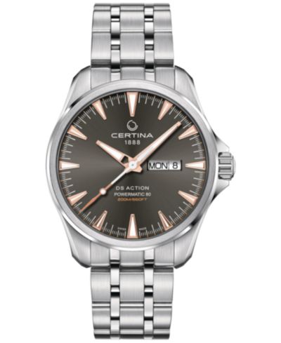 Мужские швейцарские автоматические часы Certina DS Action Day-Date Powermatic 80, стальной браслет, 41mm