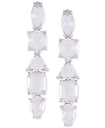 GUESS Mixed Cut Crystal Linear Drop Earrings