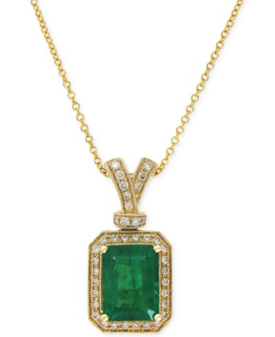 Подвеска EFFY® Emerald (2-1/5 ct. t.w.) и Diamond (1/5 ct. t.w.) в 14k Gold