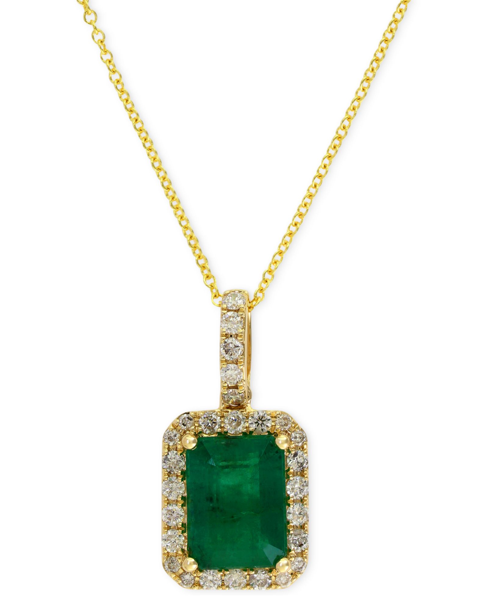 EFFY® Emerald (1-3/8 ct. t.w.) and Diamond (1/4 ct. t.w.) Pendant Necklace in 14k Gold or 14k White Gold, Created for Macy's