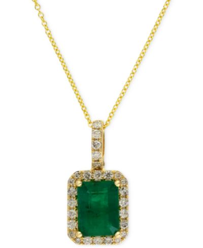 Подвеска EFFY® Emerald (1-3/8 ct. t.w.) и Diamond (1/4 ct. t.w.) из 14k Gold или 14k White Gold
