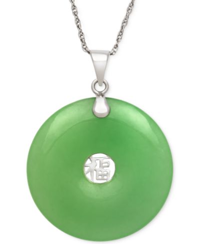 Dyed Jade Symbol Pendant Necklace in Sterling Silver (25mm)