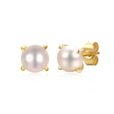 GiGiGirl Детские серьги-гвоздики с пресноводным жемчугом, 14k Gold Plated
