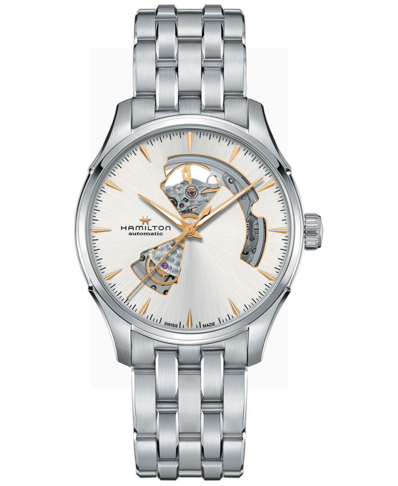 Мужские часы Hamilton Swiss Automatic Jazzmaster Open Heart Stainless Steel Bracelet 40mm