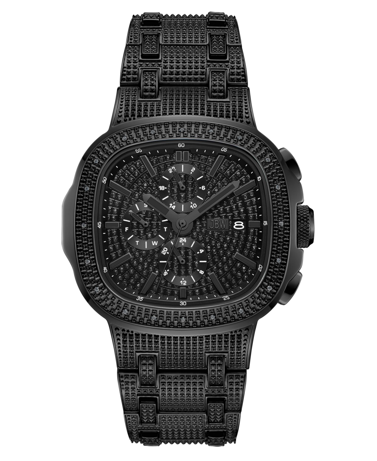 JBW Men's Heist Multifunction Black Stainless Steel Watch, 45mm
