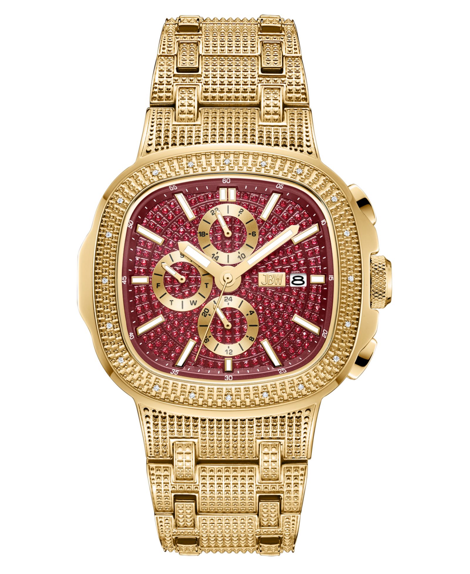 JBW Men's Heist Multifunction 18K Gold Plated Stainless Steel Watch, 45mm