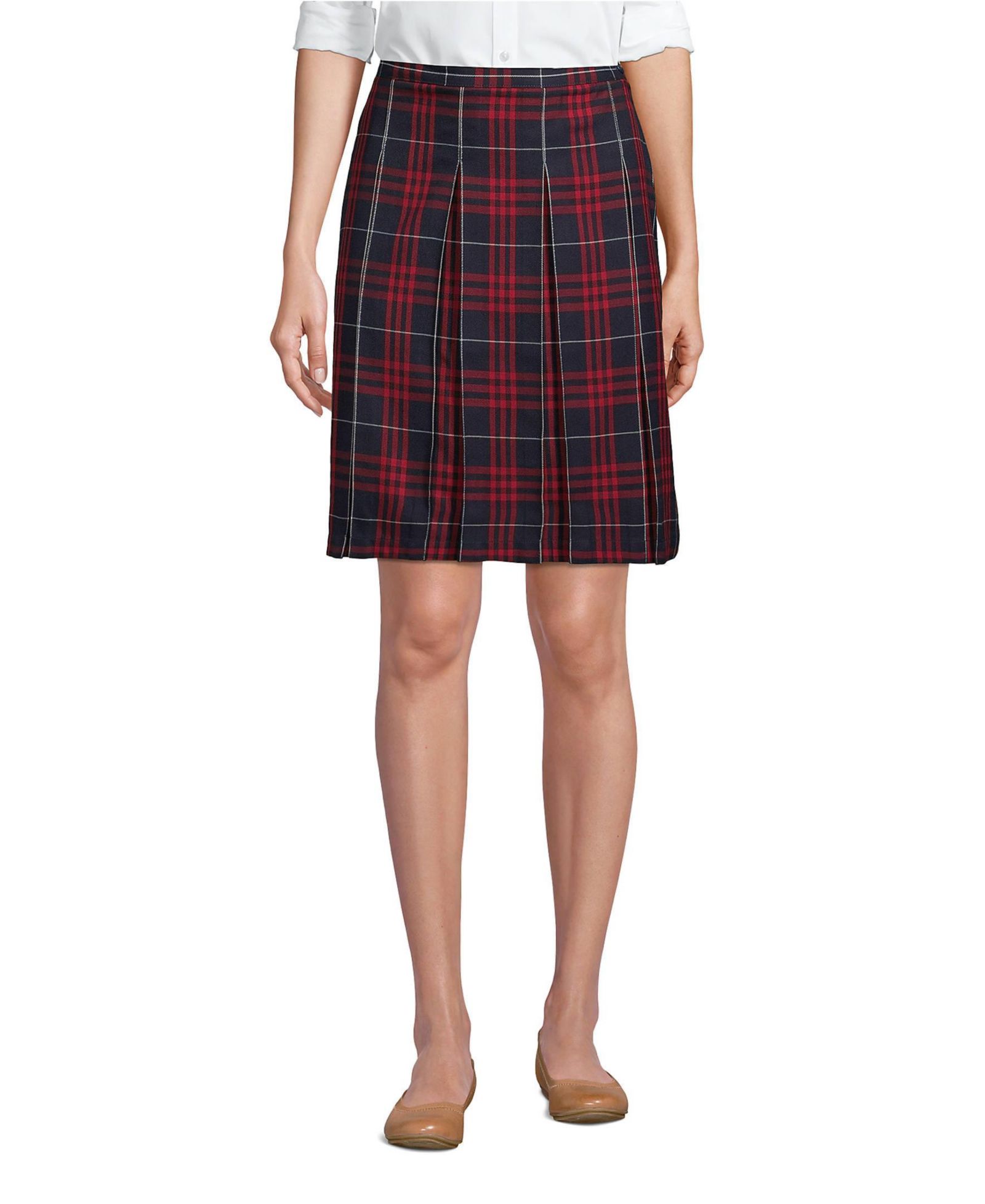 Юбка в клетку Lands' End Women's Plaid Box Pleat до колена