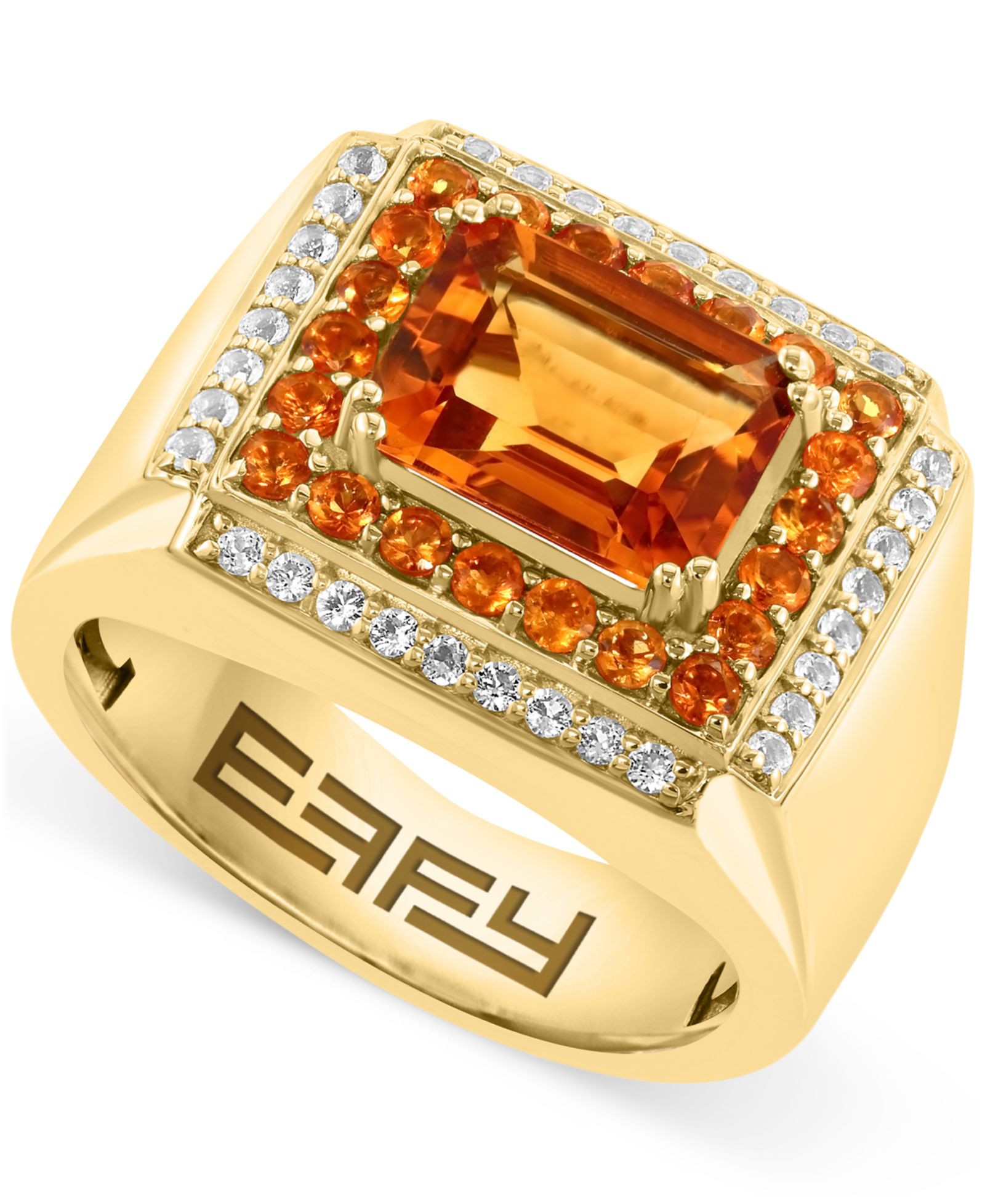 Мужское кольцо EFFY® Citrine (3-1/2 ct. t.w.) & White Topaz (1/10 ct. t.w.) из позолоченного стерлингового серебра