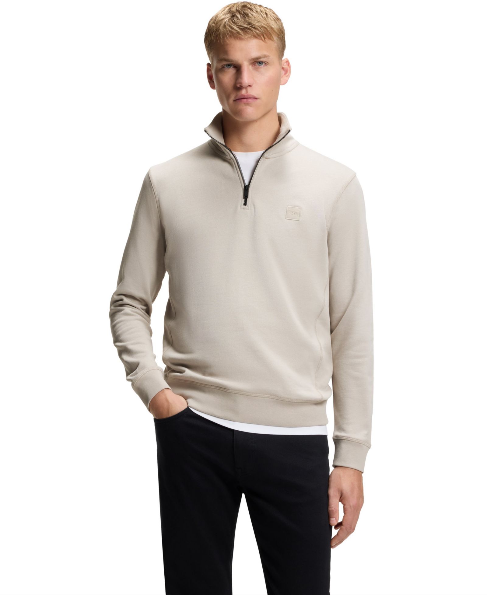BOSS by Hugo Boss Men's Cotton-Terry Zip-Collar Regular-Fit Sweatshirt