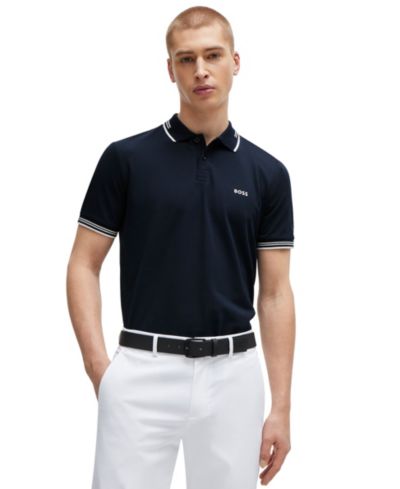 Мужская рубашка-поло Hugo Boss BOSS Slim-Fit из хлопка с добавлением эластана