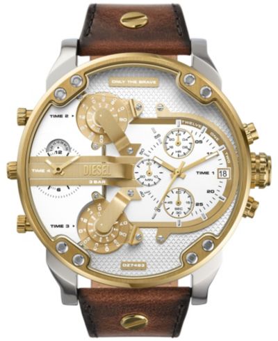 Diesel Men's Mr. Daddy 2.0 Chronograph Brown Leather Watch 57mm