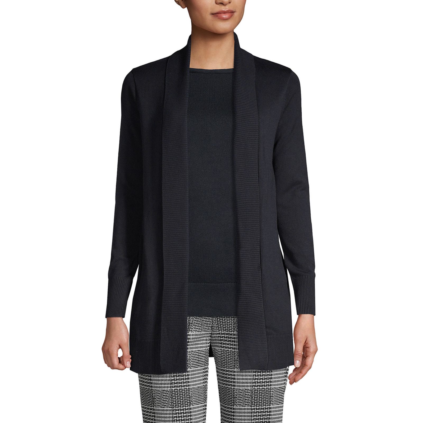 Lands' End Women's Regular Cotton Modal Shawl Collar Cardigan Sweater
