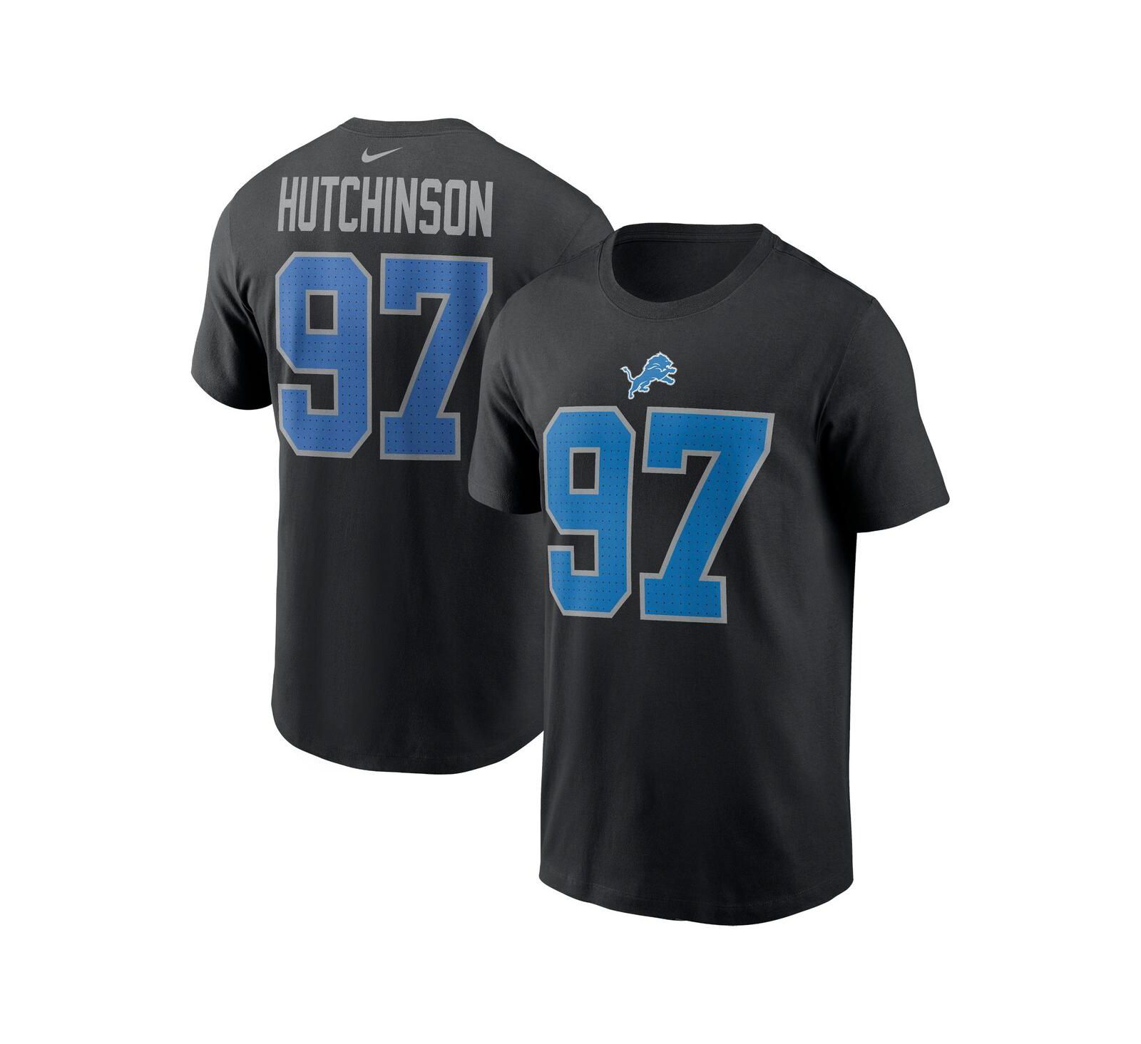 Мужская футболка Nike Black Aidan Hutchinson Detroit Lions Player Name & Number